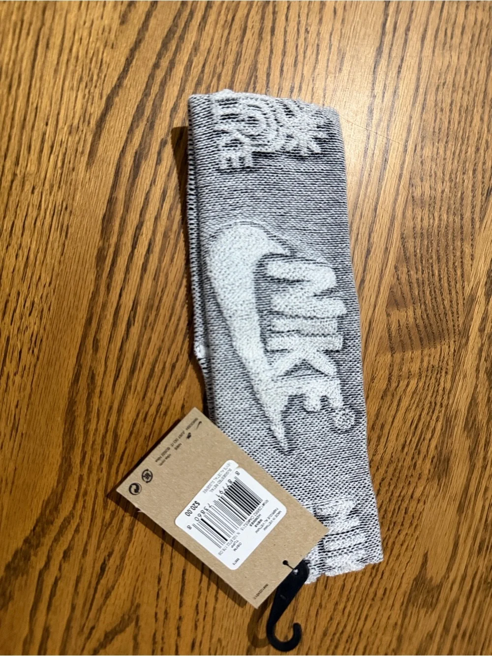Nike Grey and White Logo Knit Headband